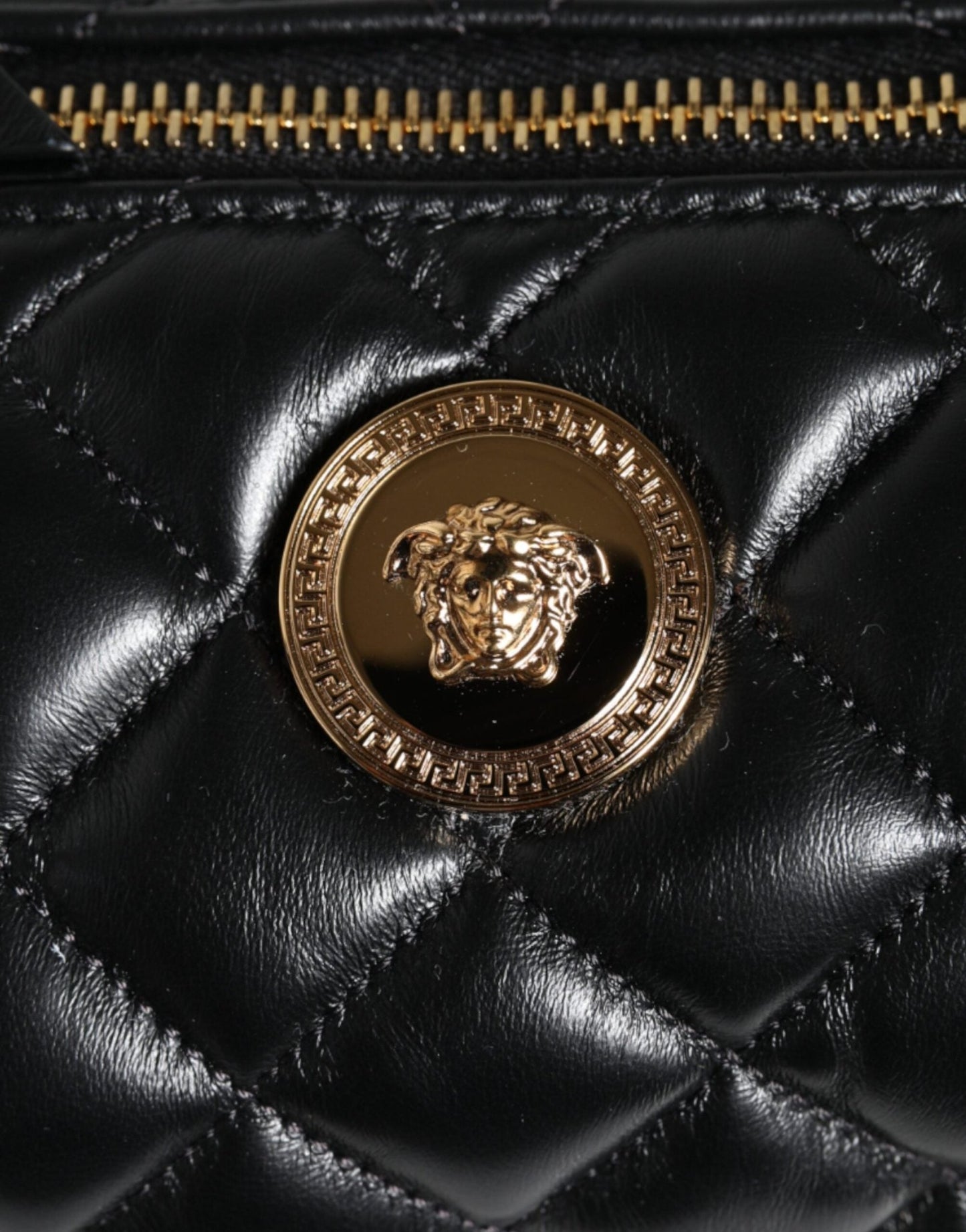 Versace Black Mini Quilted Lambskin Leather Crossbody Sling Bag - Sandy Store ByNet