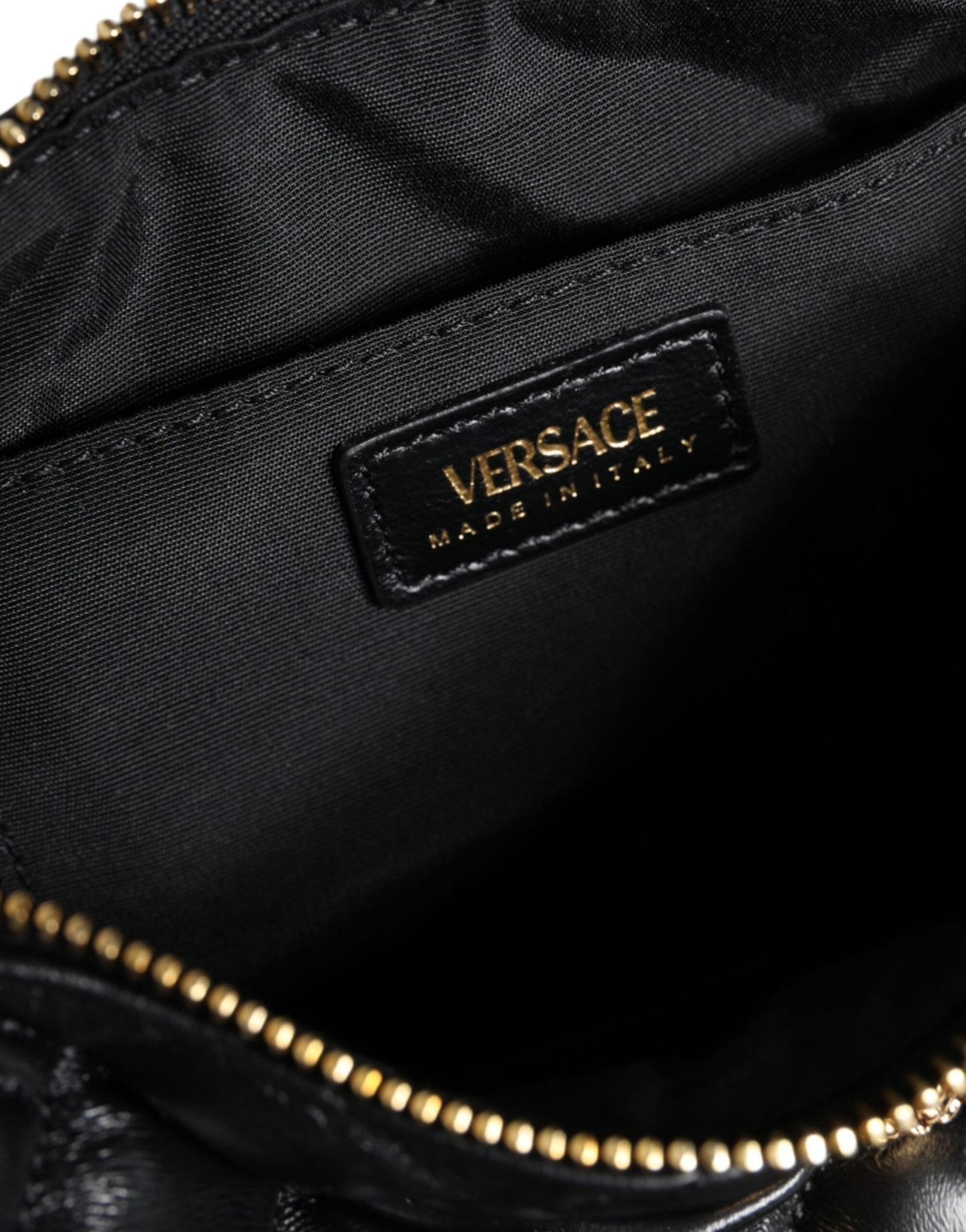 Versace Black Mini Quilted Lambskin Leather Crossbody Sling Bag - Sandy Store ByNet