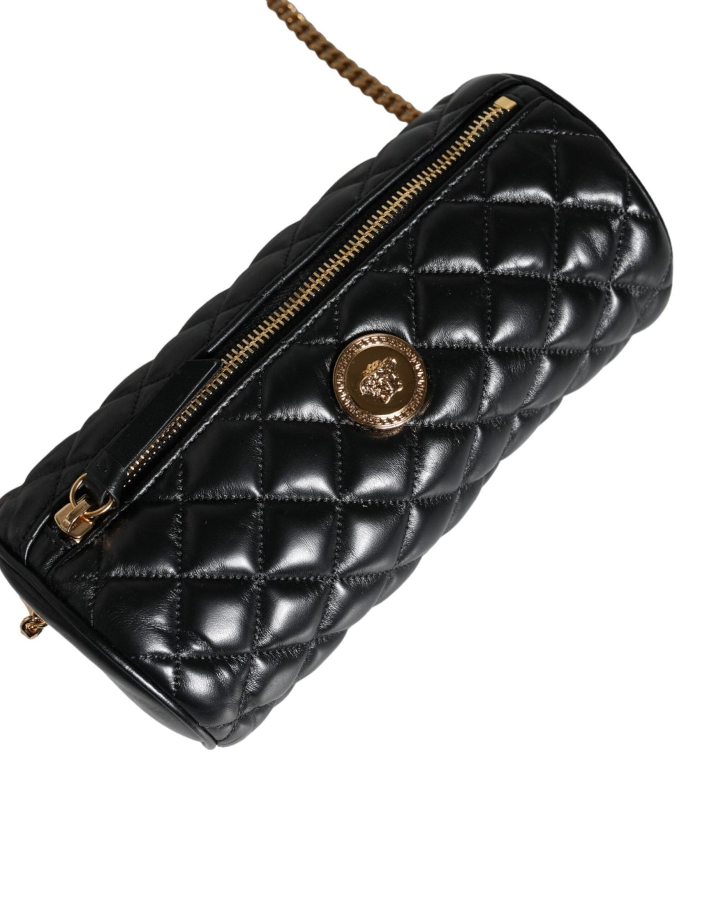 Versace Black Mini Quilted Lambskin Leather Crossbody Sling Bag - Sandy Store ByNet