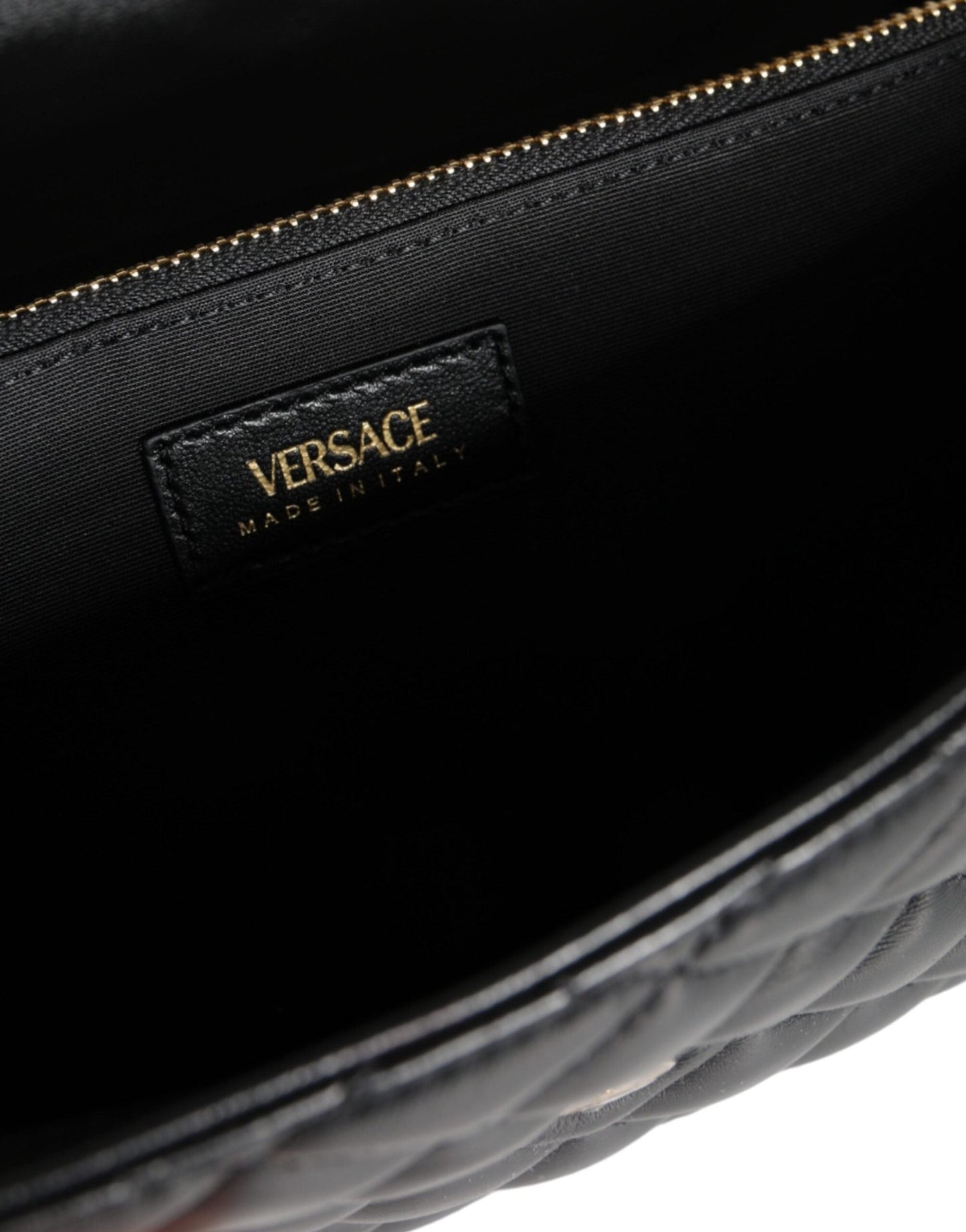 Versace Black Quilted Nappa Leather Crossbody Shoulder Bag - Sandy Store ByNet