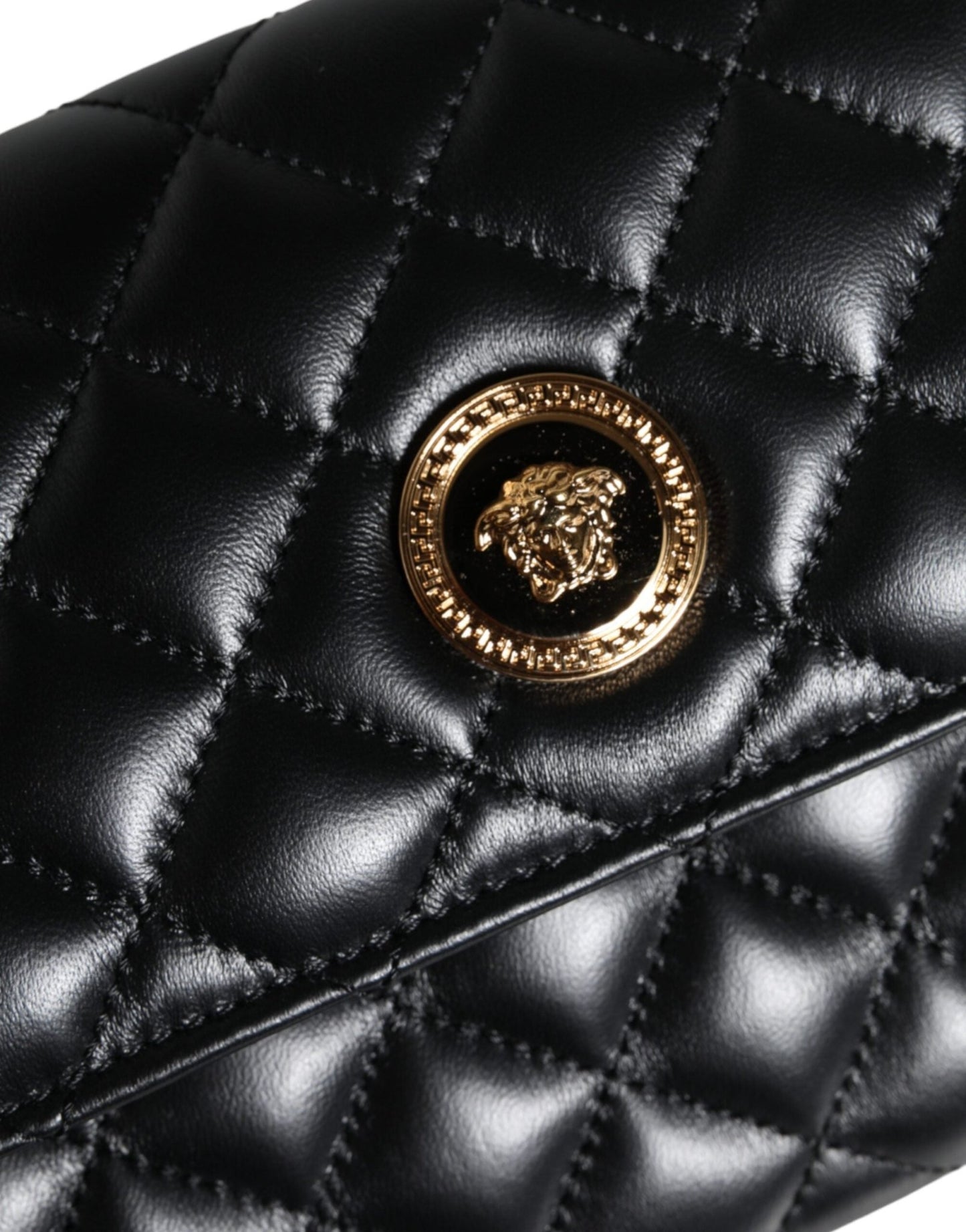 Versace Black Quilted Nappa Leather Crossbody Shoulder Bag - Sandy Store ByNet