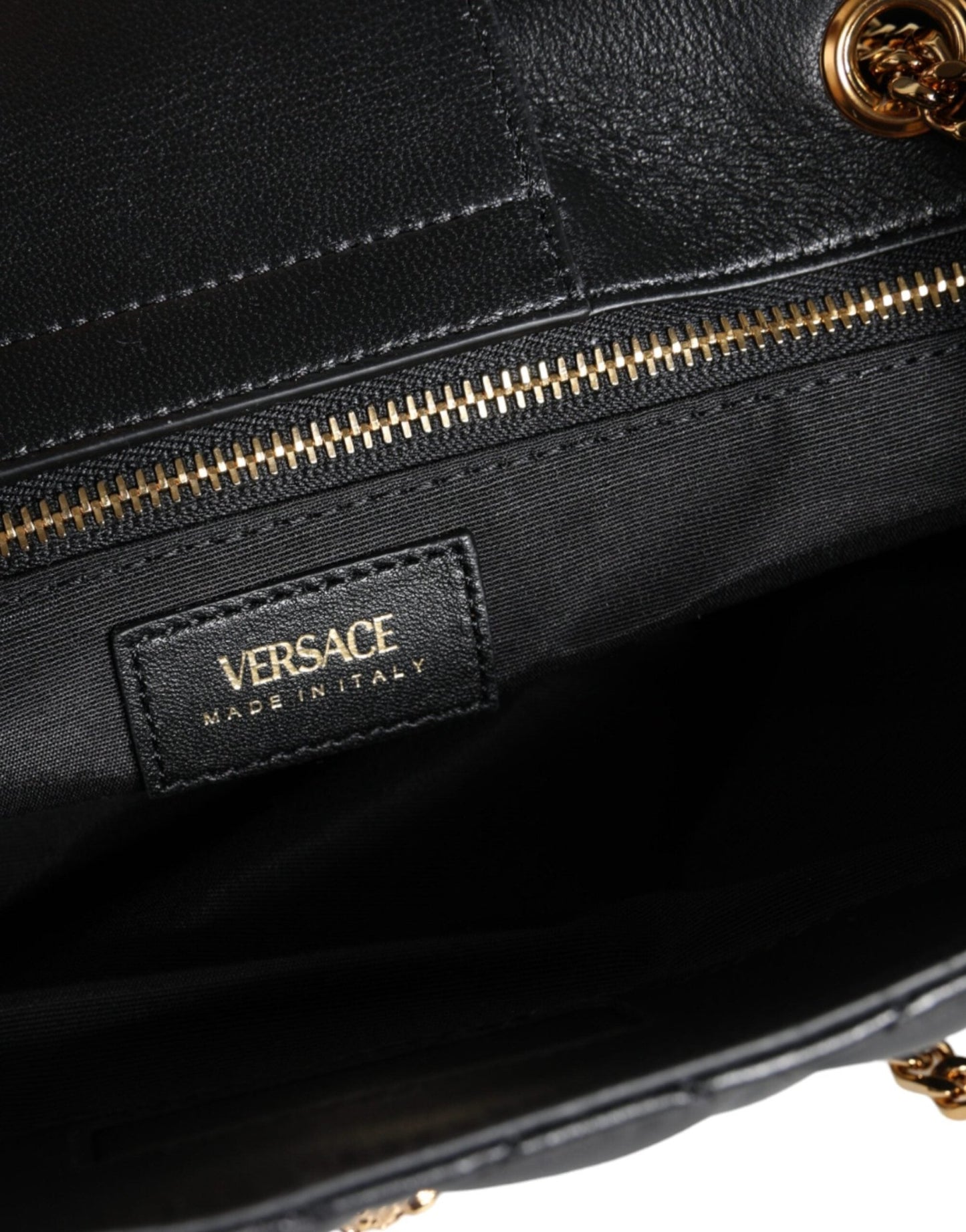 Versace Black Quilted Nappa Leather Shoulder Chain Strap Bag - Sandy Store ByNet