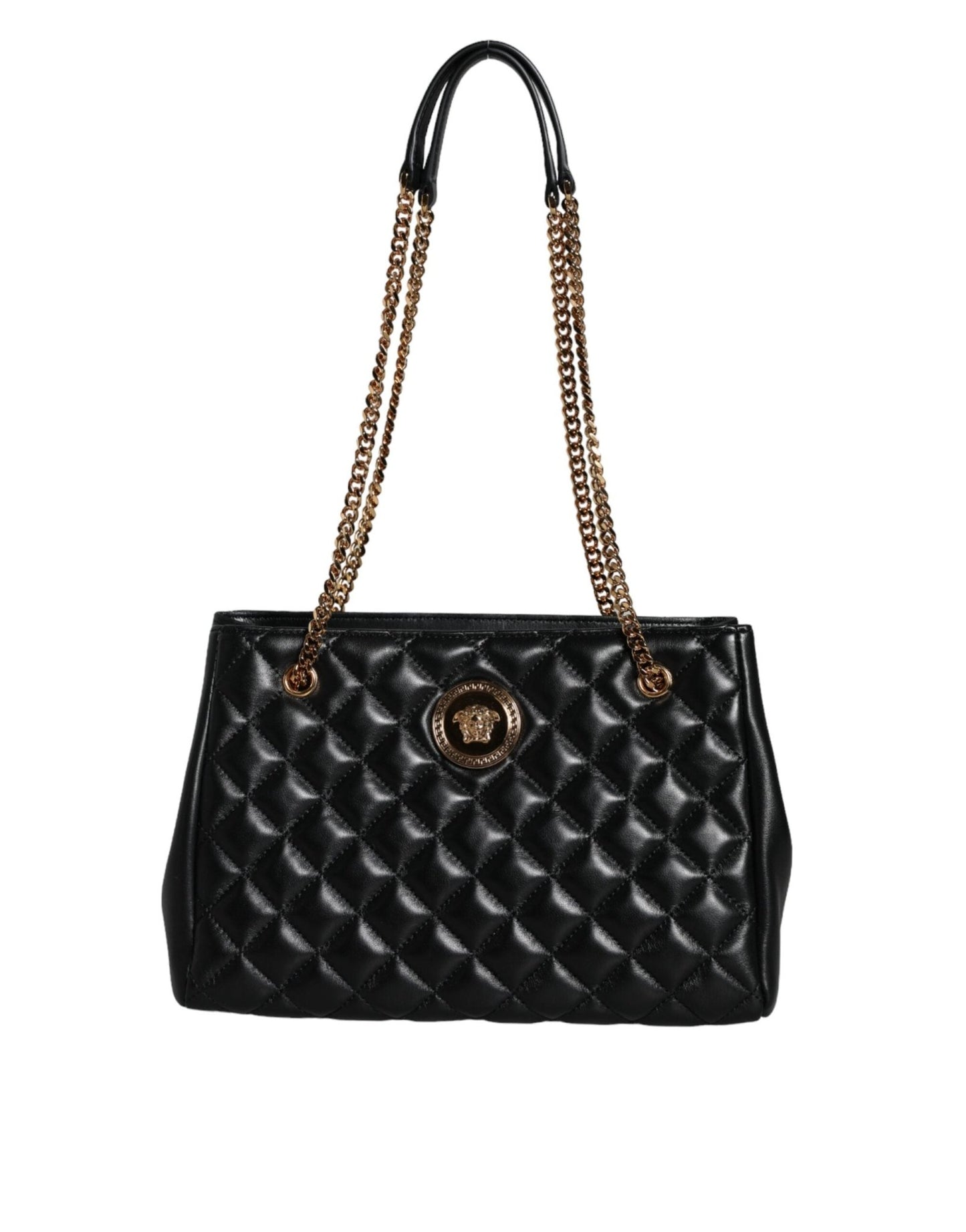 Versace Black Quilted Nappa Leather Shoulder Chain Strap Bag - Sandy Store ByNet