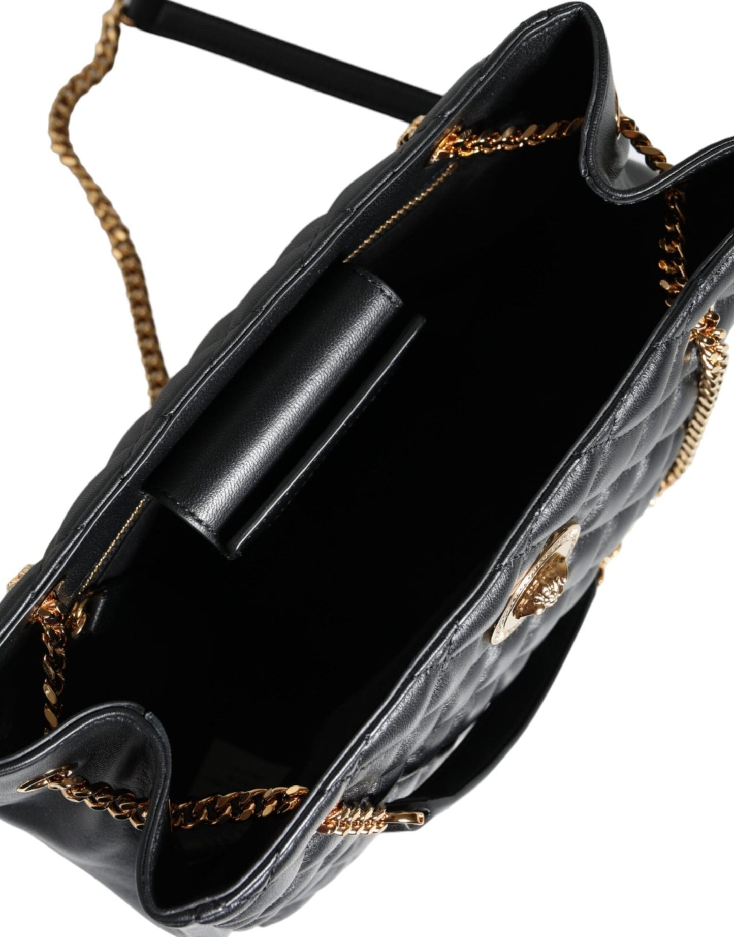 Versace Black Quilted Nappa Leather Shoulder Chain Strap Bag - Sandy Store ByNet