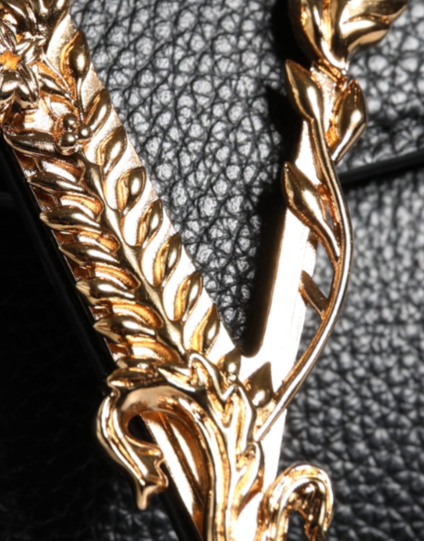 Versace Black Top Handle Grainy Calfskin Leather Crossbody Bag - Sandy Store ByNet