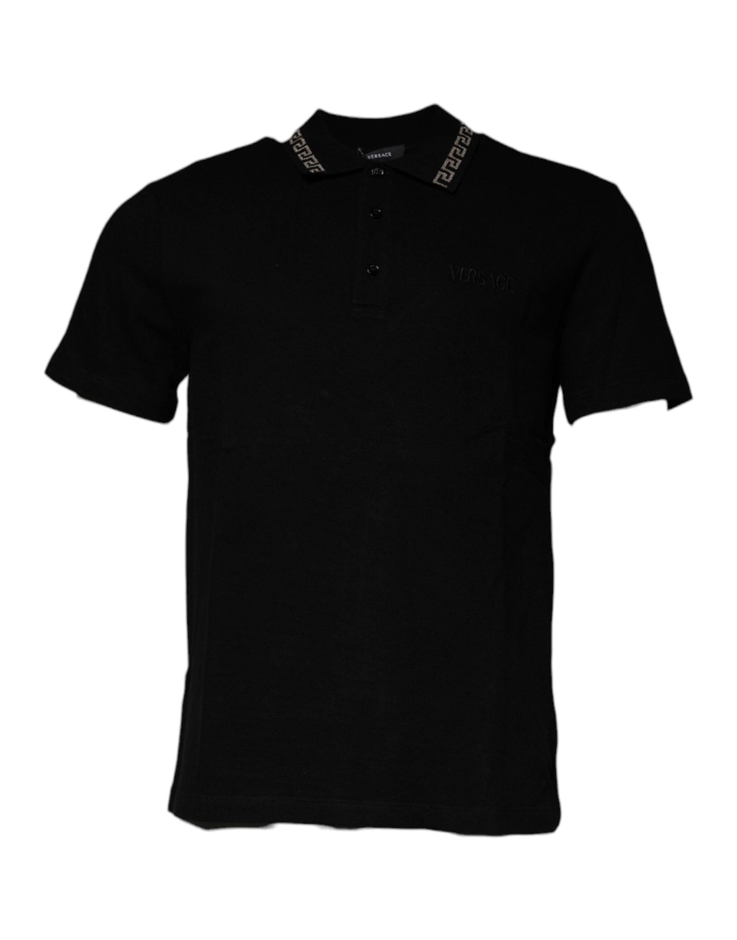 Versace Black Viscose Collared Polo Short Sleeves T-shirt - Sandy Store ByNet