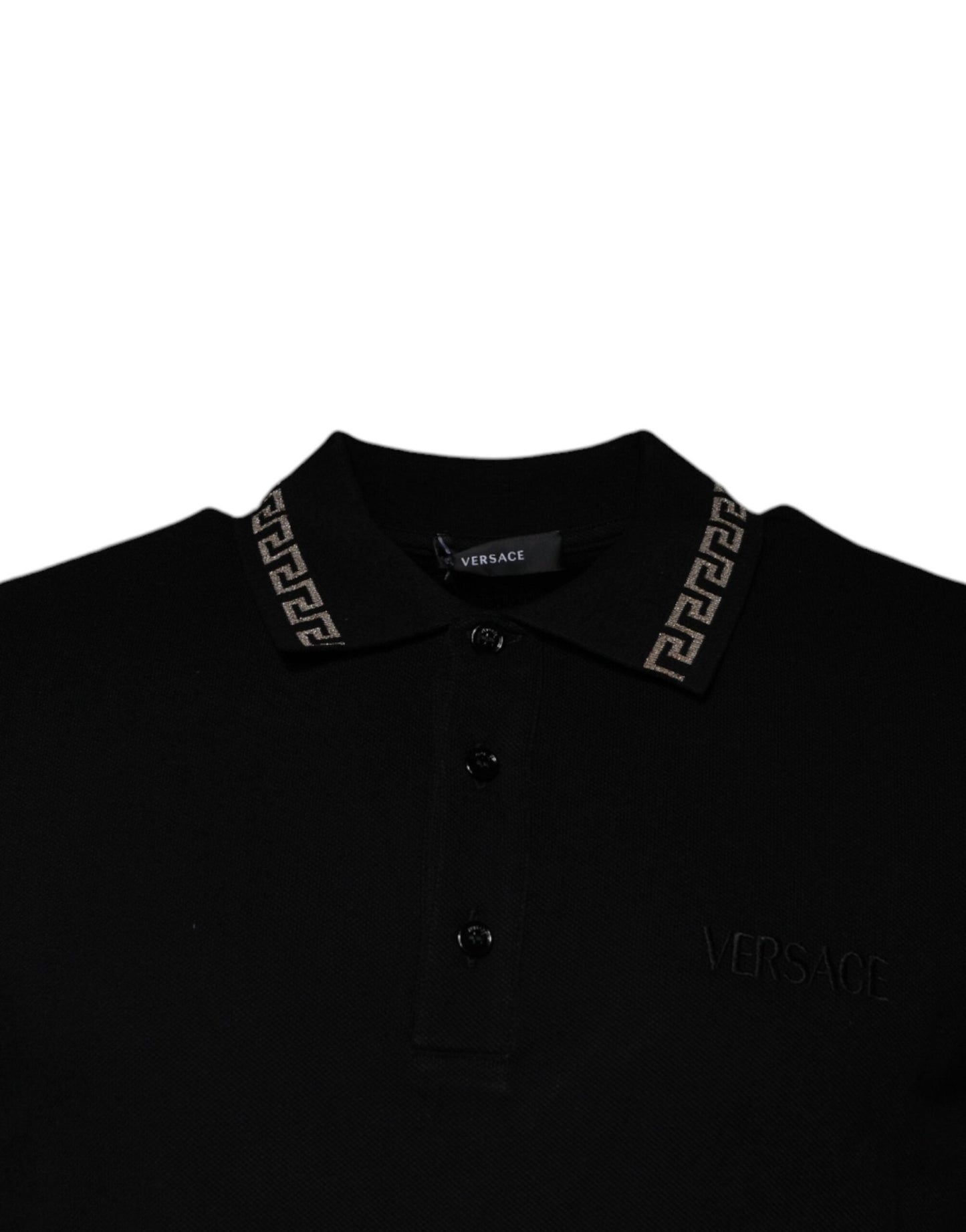 Versace Black Viscose Collared Polo Short Sleeves T-shirt - Sandy Store ByNet