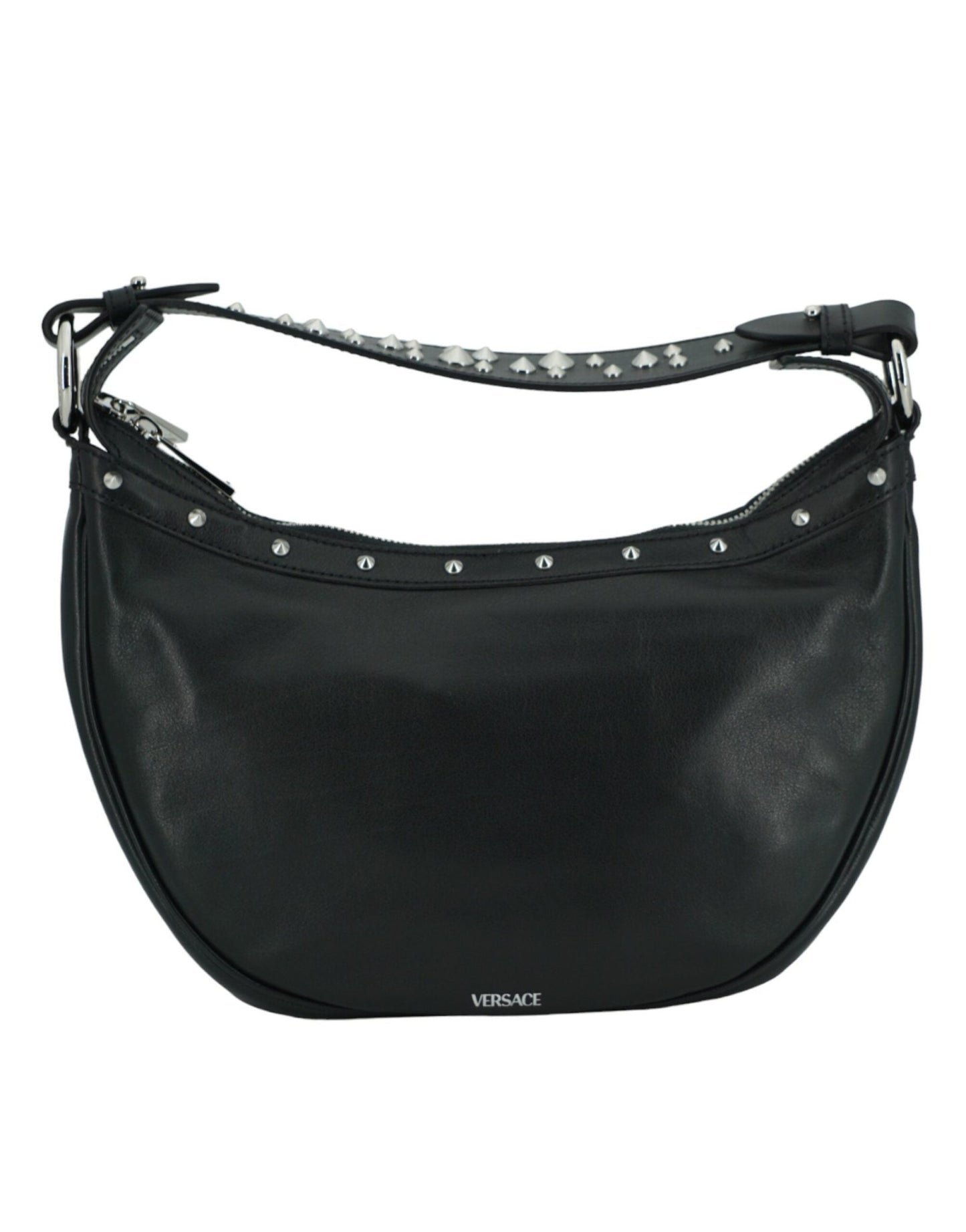 Versace Elegant Black Leather Hobo Shoulder Bag - Sandy Store ByNet
