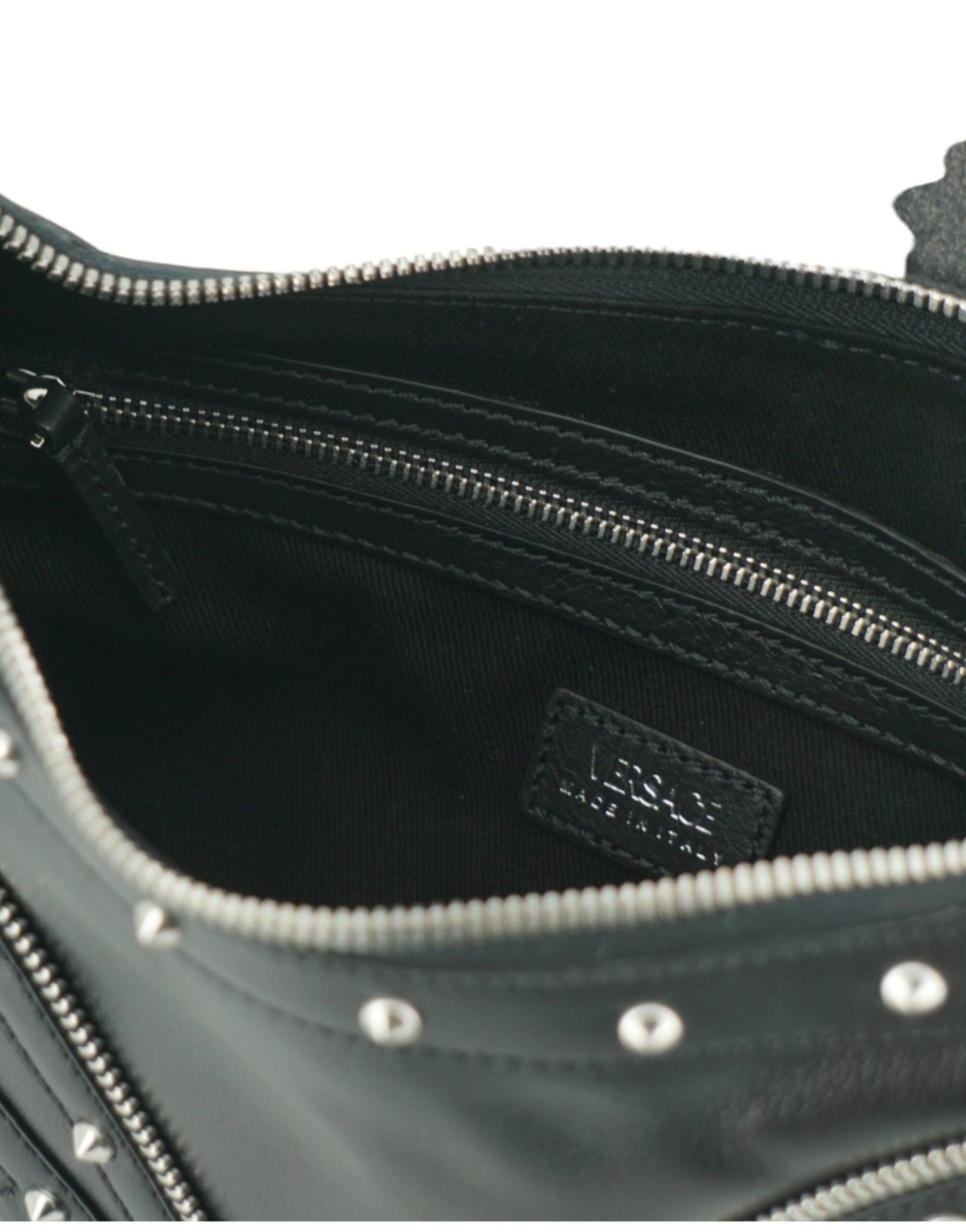 Versace Elegant Black Leather Hobo Shoulder Bag - Sandy Store ByNet