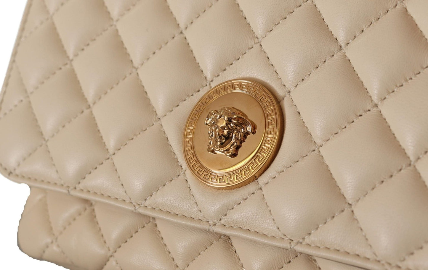 Versace Elegant White Nappa Leather Shoulder Bag - Sandy Store ByNet