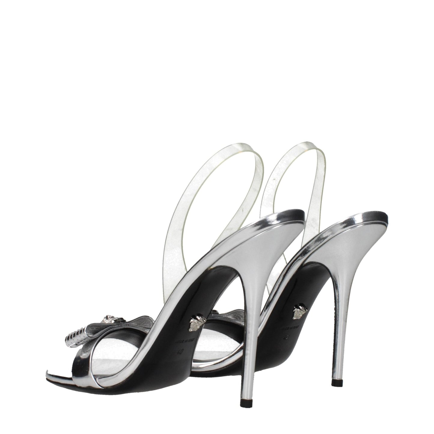 Versace Gray Leather Stiletto Heels Sandals – EU40/US10 par Versace | Disponible sur Sandy Store ByNet