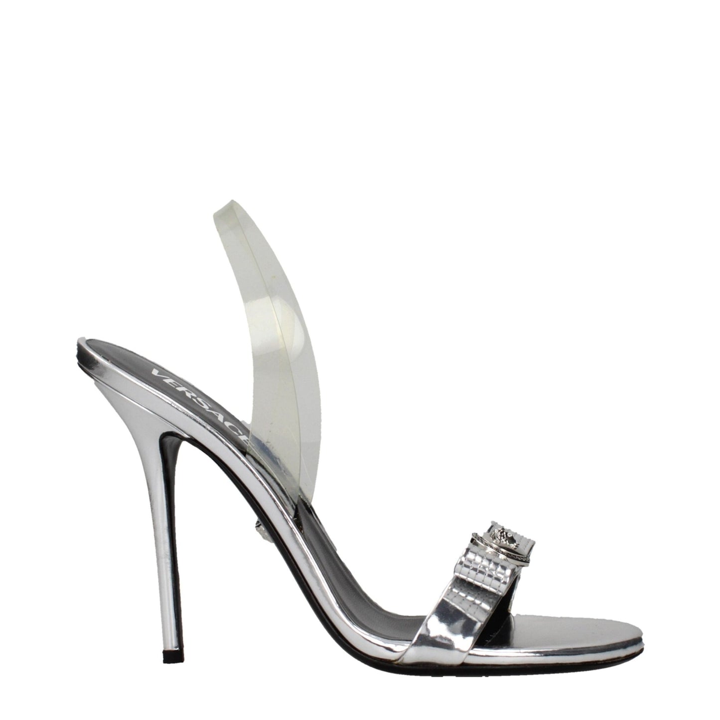 Versace Gray Leather Stiletto Heels Sandals – EU40/US10 par Versace | Disponible sur Sandy Store ByNet