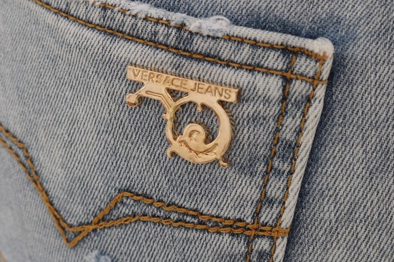 Versace Jeans Chic Light Blue Torn Slim Fit Jeans - Sandy Store ByNet
