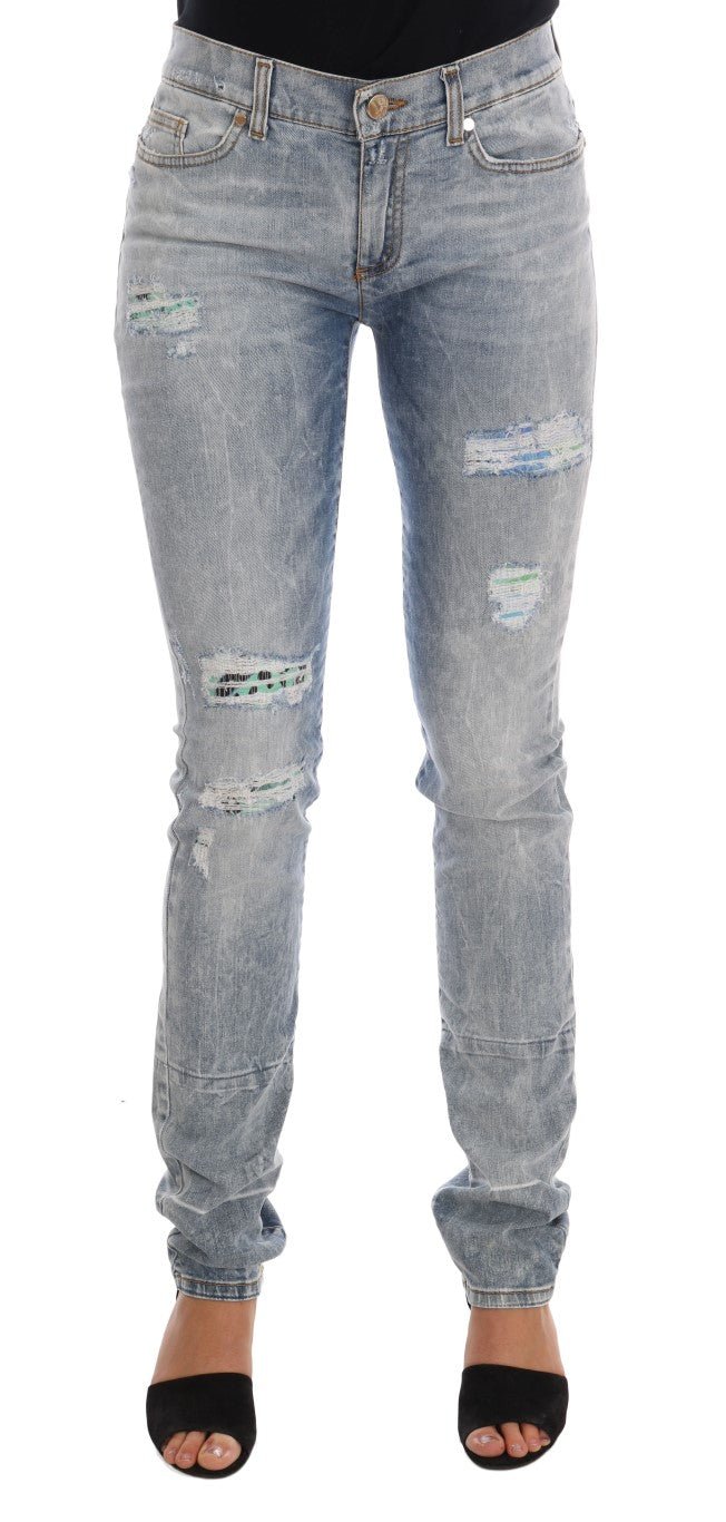 Versace Jeans Chic Light Blue Torn Slim Fit Jeans - Sandy Store ByNet
