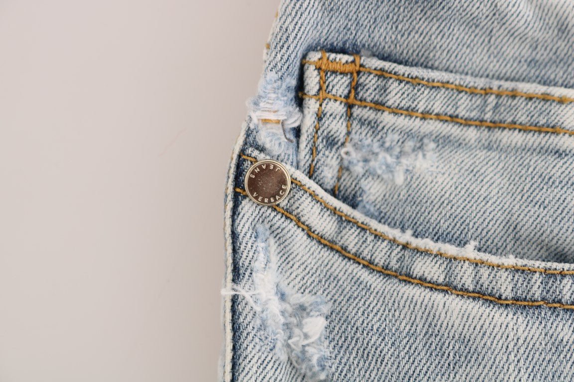 Versace Jeans Chic Light Blue Torn Slim Fit Jeans - Sandy Store ByNet
