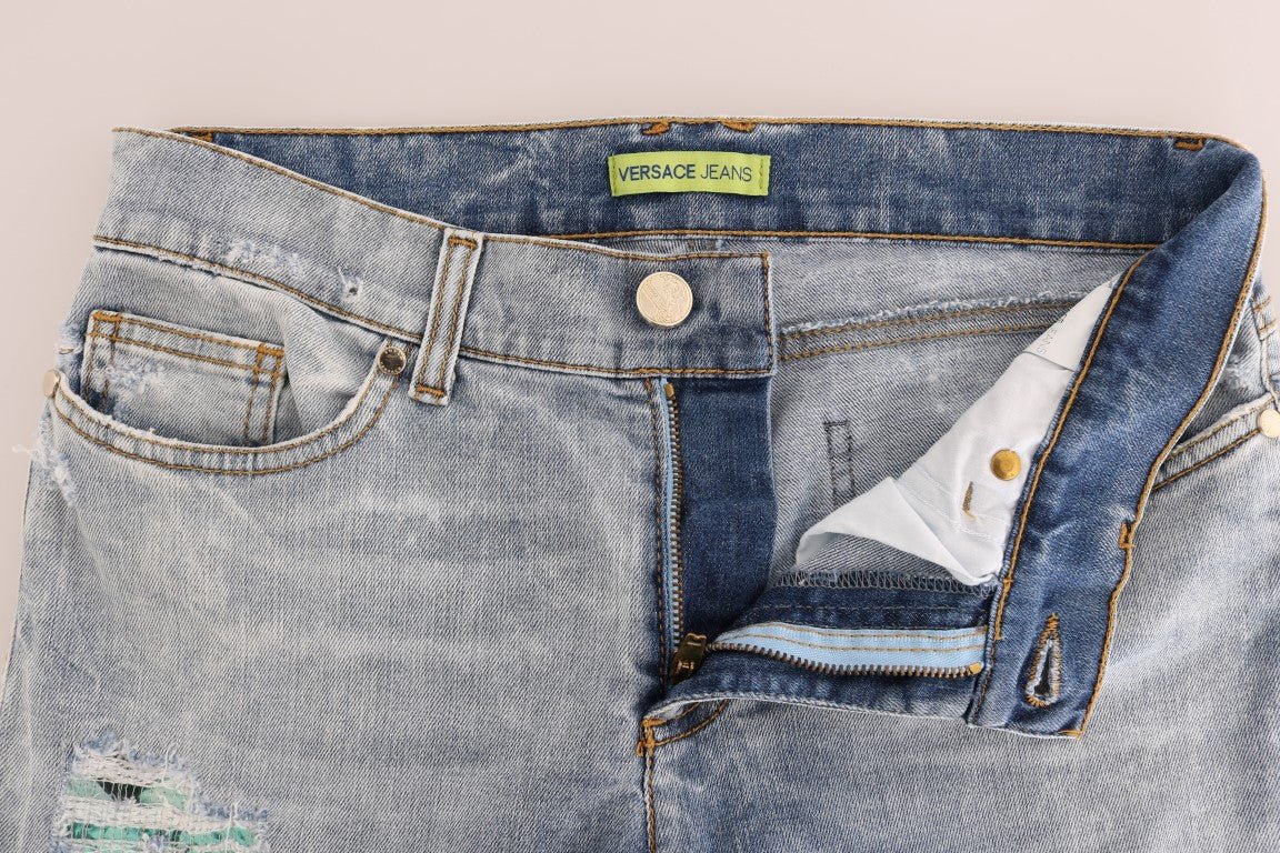 Versace Jeans Chic Light Blue Torn Slim Fit Jeans - Sandy Store ByNet