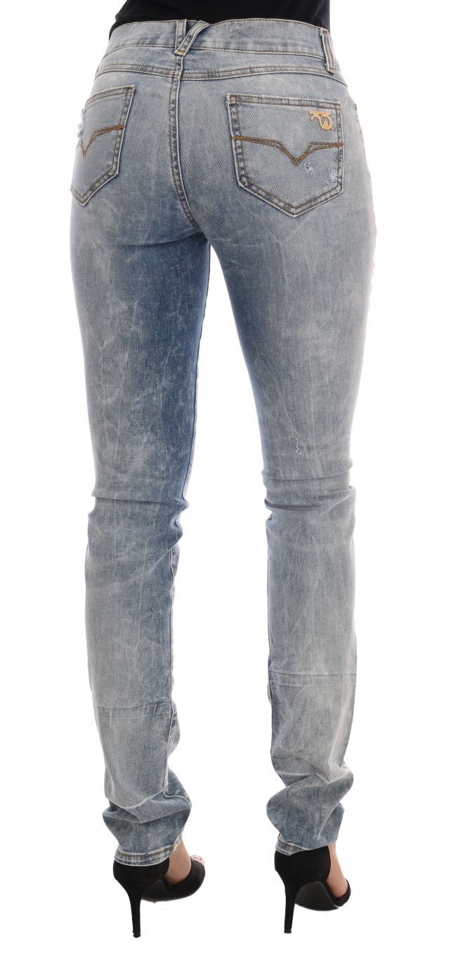 Versace Jeans Chic Light Blue Torn Slim Fit Jeans - Sandy Store ByNet