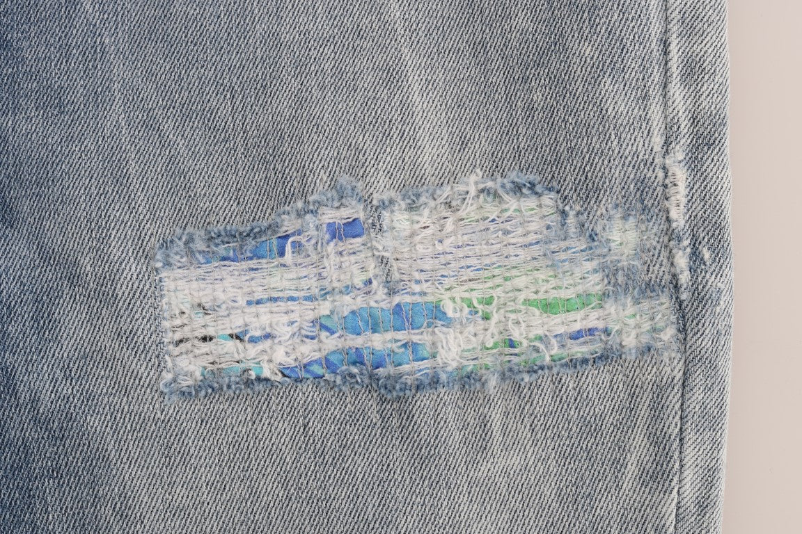 Versace Jeans Chic Light Blue Torn Slim Fit Jeans - Sandy Store ByNet