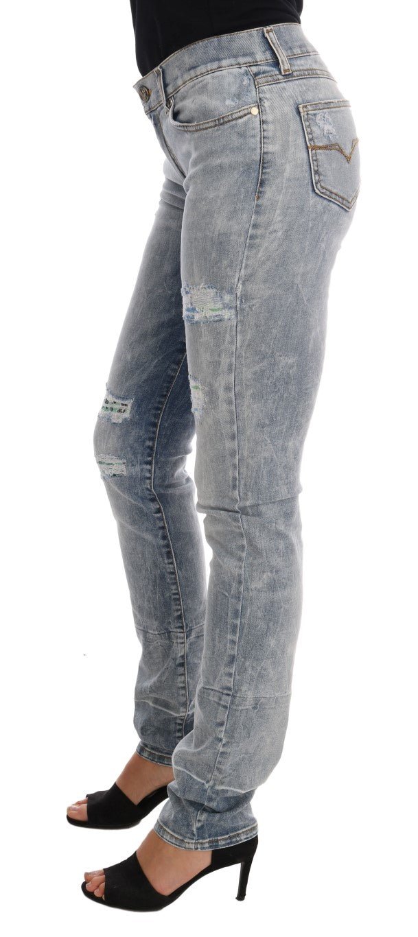 Versace Jeans Chic Light Blue Torn Slim Fit Jeans - Sandy Store ByNet