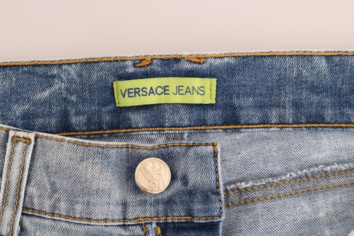 Versace Jeans Chic Light Blue Torn Slim Fit Jeans - Sandy Store ByNet