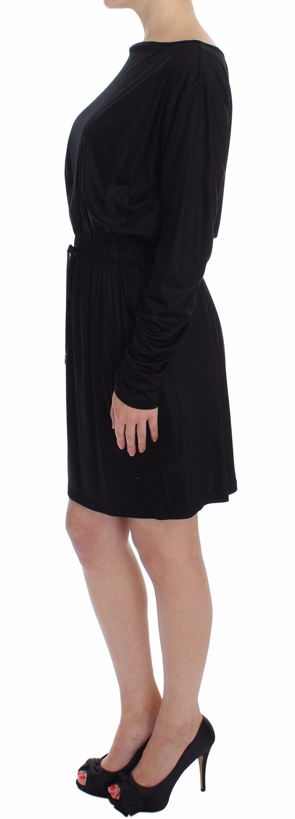 Versace Jeans Elegant Black Silk Blend Shift Dress - Sandy Store ByNet