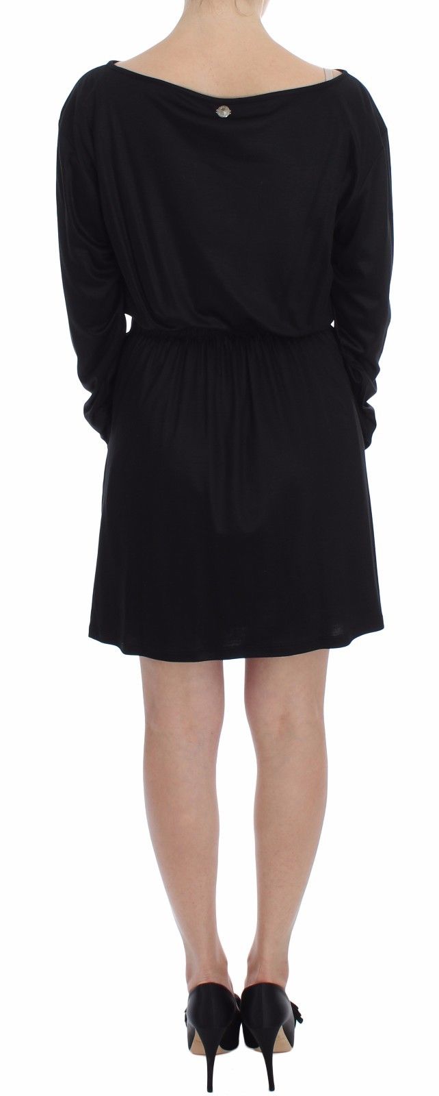 Versace Jeans Elegant Black Silk Blend Shift Dress - Sandy Store ByNet