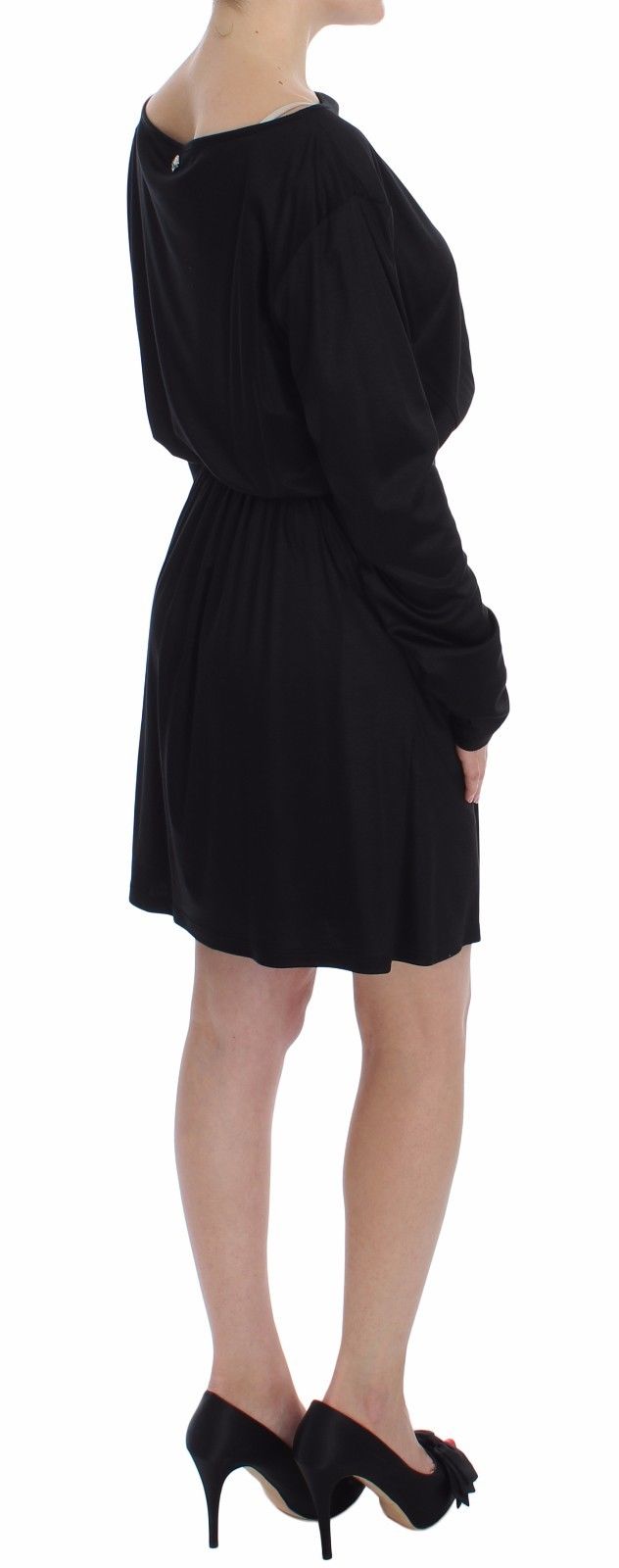 Versace Jeans Elegant Black Silk Blend Shift Dress - Sandy Store ByNet