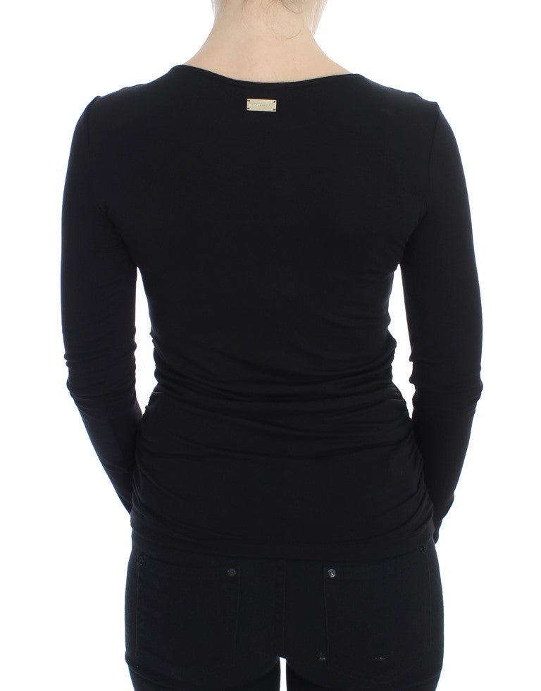 Versace Jeans Elegant V - Neck Black Viscose Blend Sweater - Sandy Store ByNet