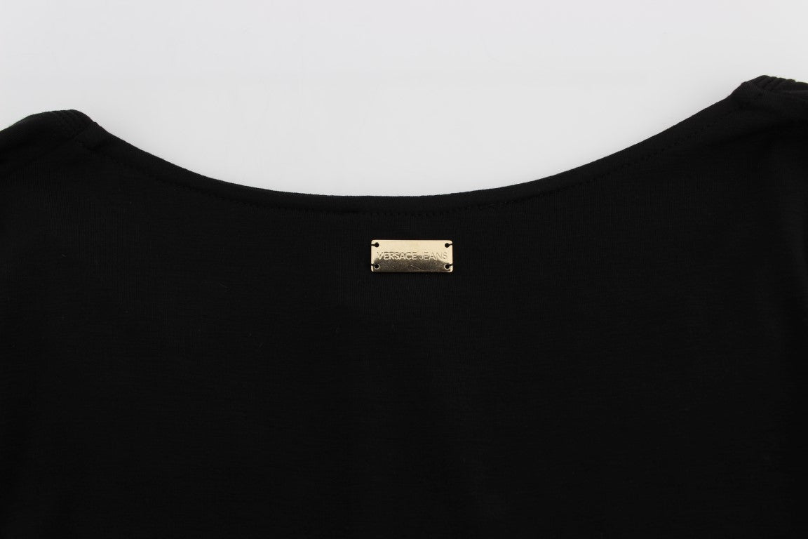 Versace Jeans Elegant V - Neck Black Viscose Blend Sweater - Sandy Store ByNet