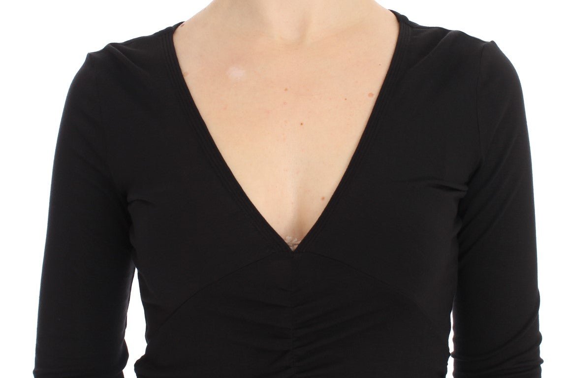 Versace Jeans Elegant V - Neck Black Viscose Blend Sweater - Sandy Store ByNet