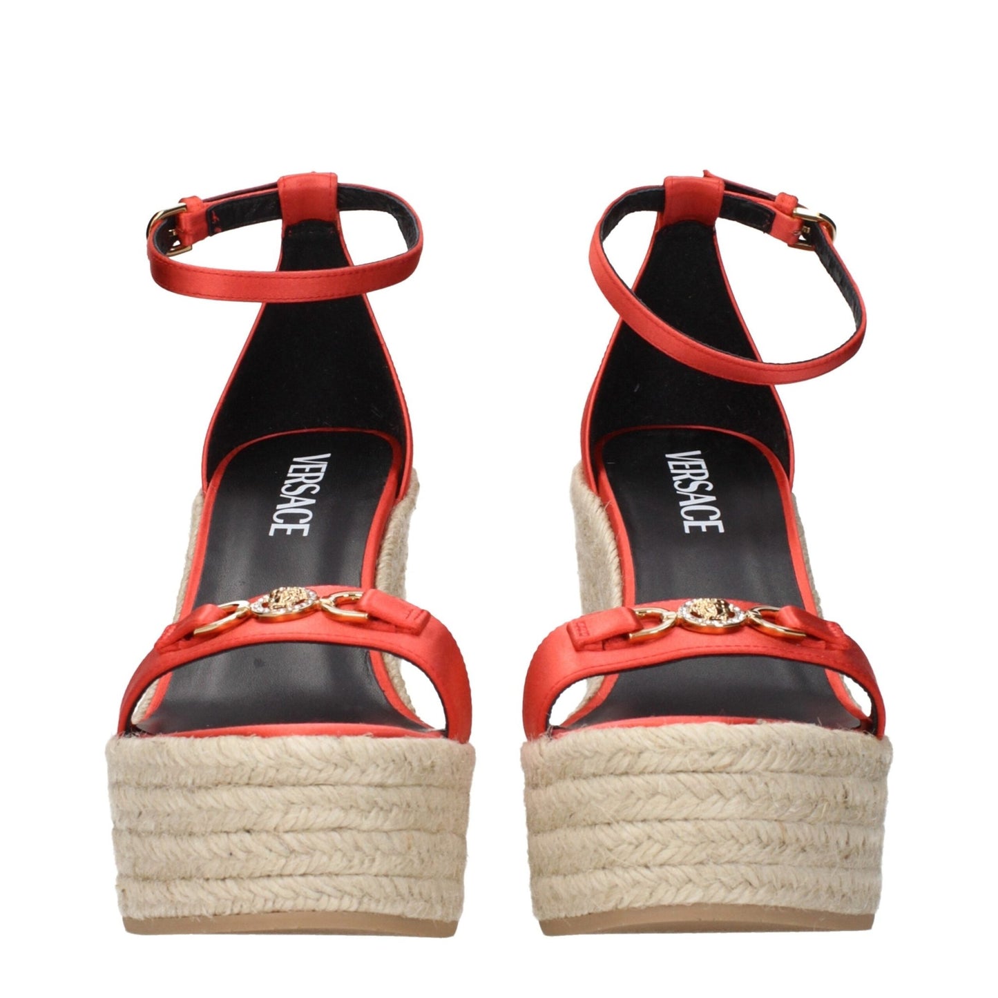 Versace Orange Satin Wedges Sandals – EU38/US8 par Versace | Disponible sur Sandy Store ByNet