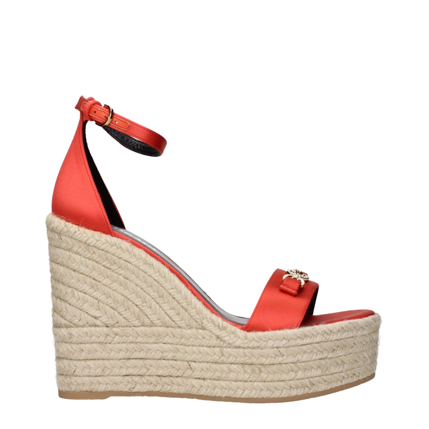 Versace Orange Satin Wedges Sandals – EU38/US8 par Versace | Disponible sur Sandy Store ByNet