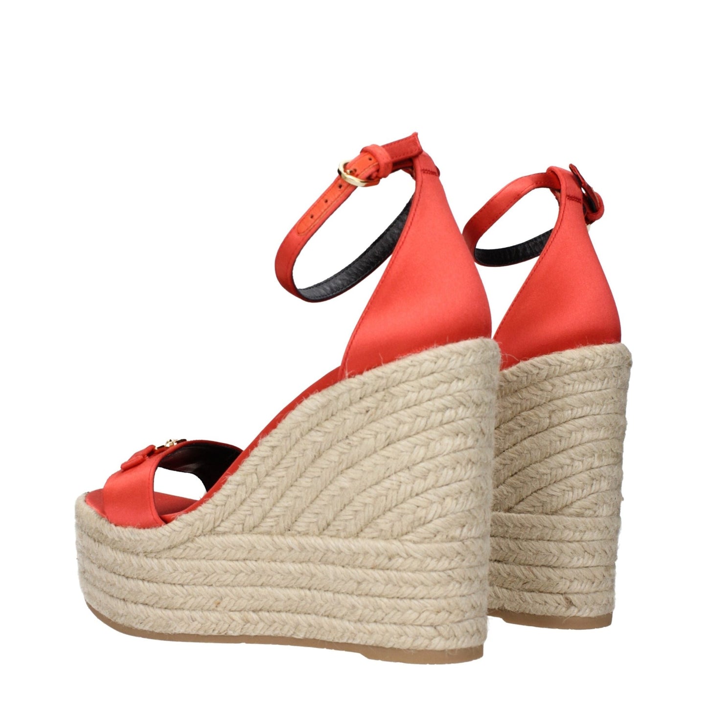 Versace Orange Satin Wedges Sandals – EU38/US8 par Versace | Disponible sur Sandy Store ByNet
