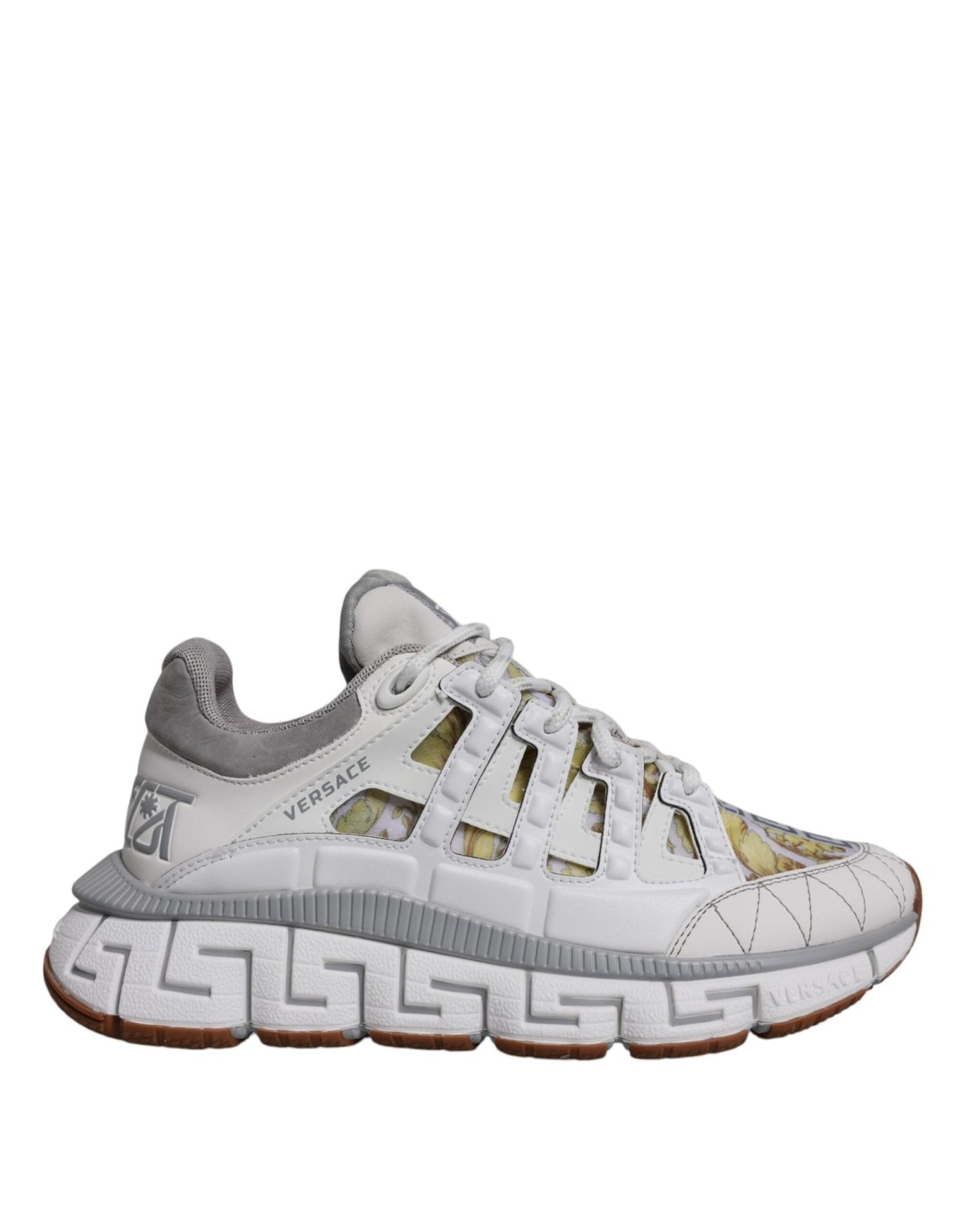 Versace White Trigreca Barocco Print Low Top Sneakers Shoes - Sandy Store ByNet