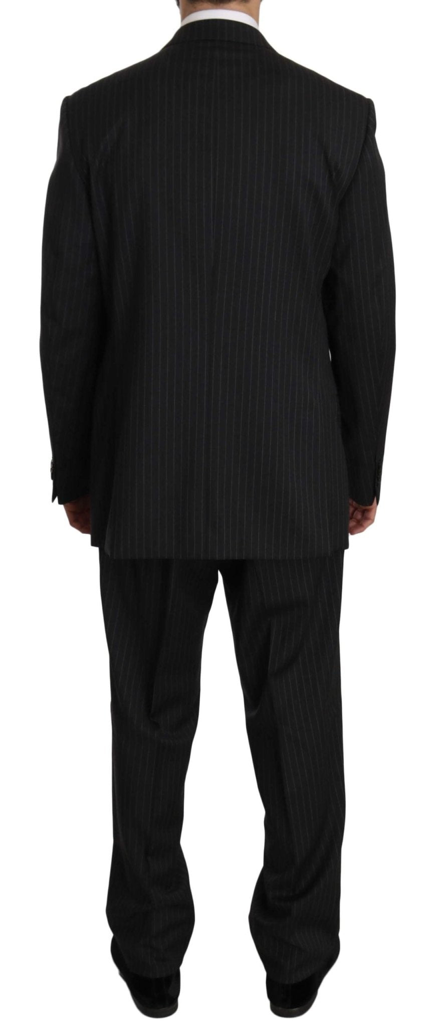 Z ZEGNA Elegant Black Striped Wool Suit - Sandy Store ByNet