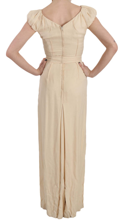 Dolce &amp; Gabbana Vestido columna de seda con mangas ligueros