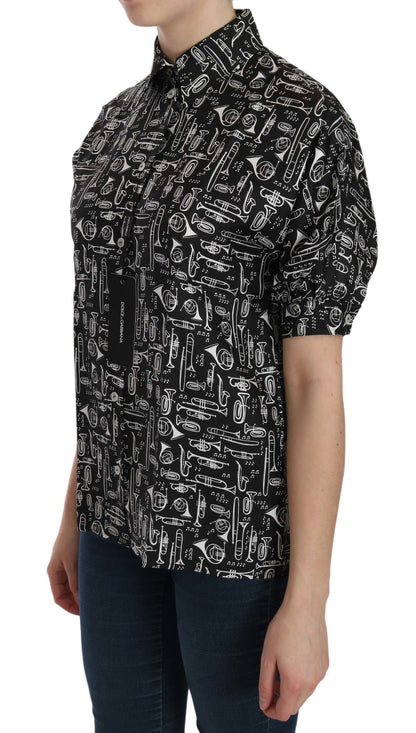 Dolce &amp; Gabbana Top de seda elegante con instrumento musical