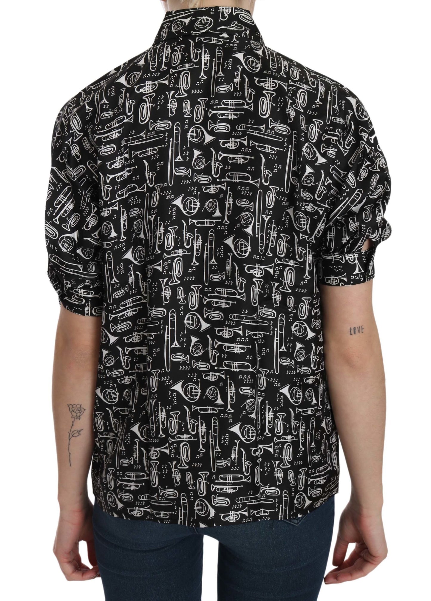 Dolce &amp; Gabbana Top de seda elegante con instrumento musical