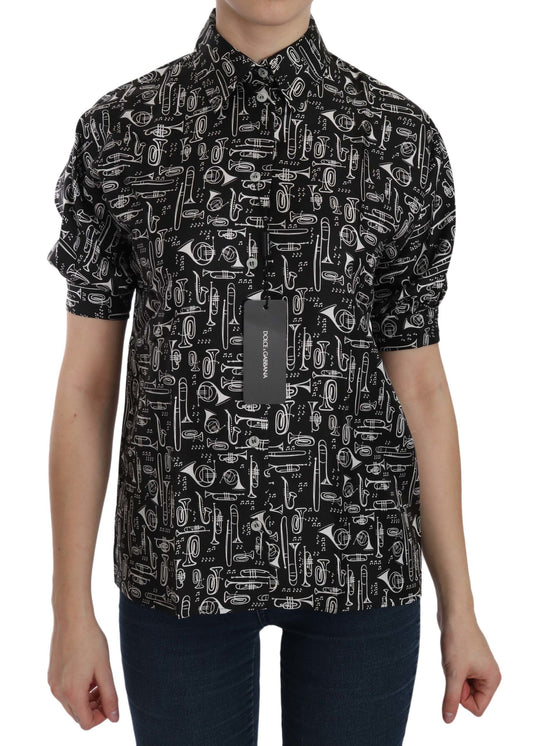 Dolce &amp; Gabbana Top de seda elegante con instrumento musical
