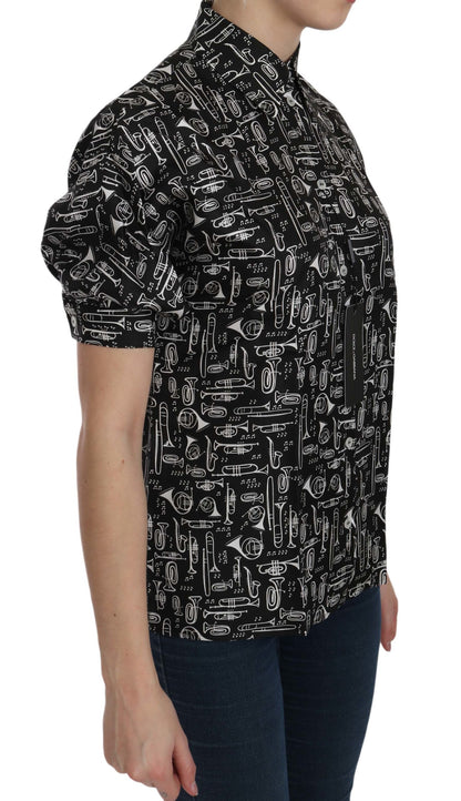 Dolce &amp; Gabbana Top de seda elegante con instrumento musical