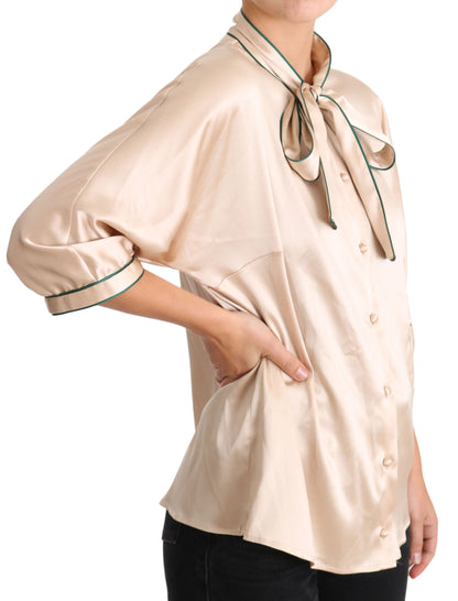 Dolce &amp; Gabbana Blusa Elegante En Mezcla De Seda Beige