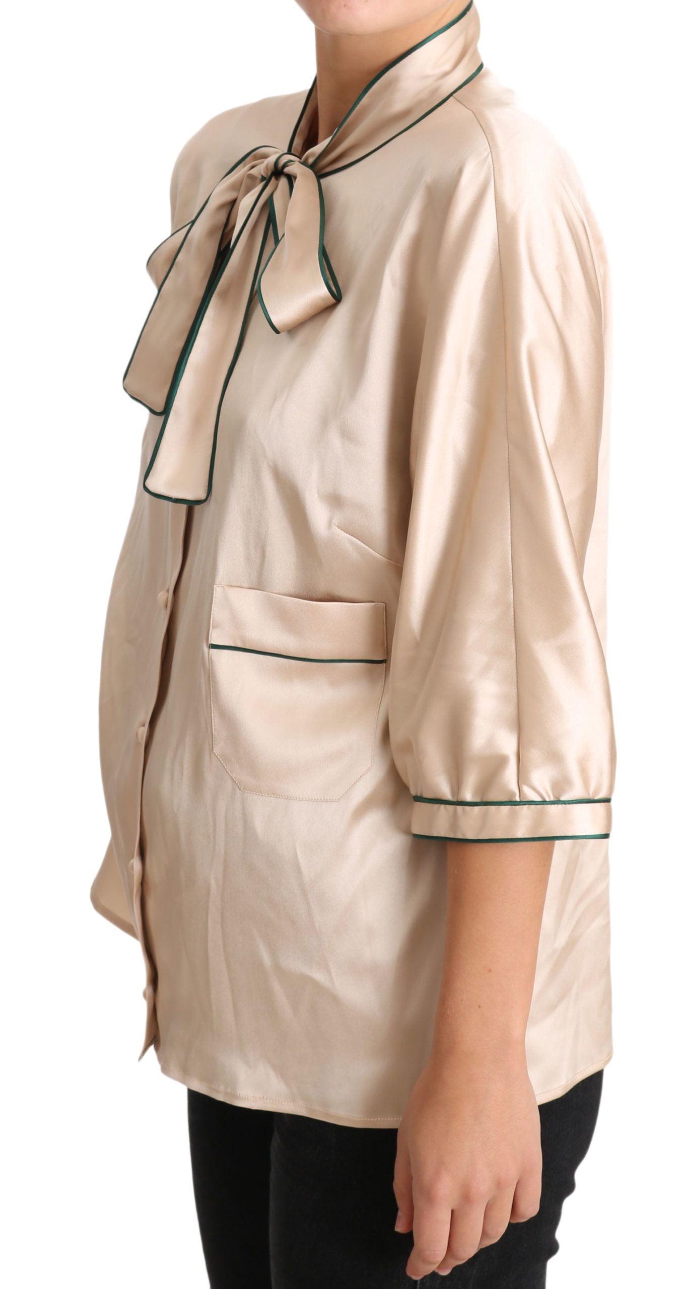 Dolce &amp; Gabbana Blusa Elegante En Mezcla De Seda Beige