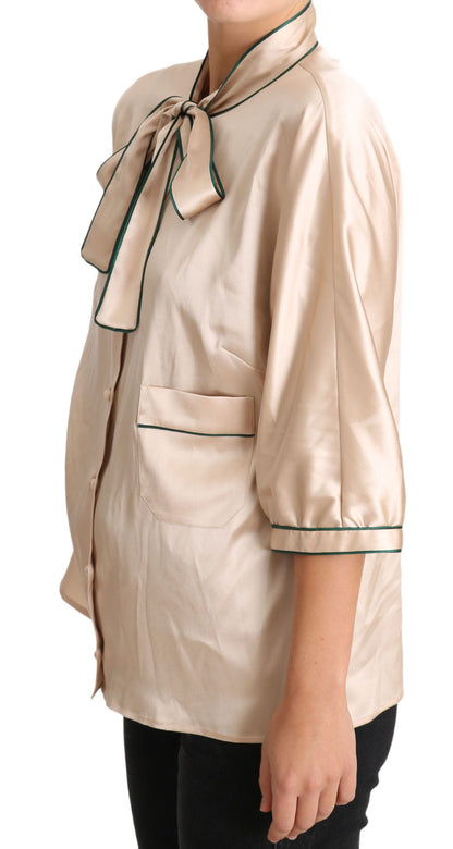Dolce &amp; Gabbana Blusa Elegante En Mezcla De Seda Beige