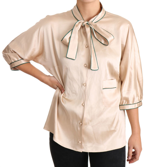 Dolce &amp; Gabbana Blusa Elegante En Mezcla De Seda Beige