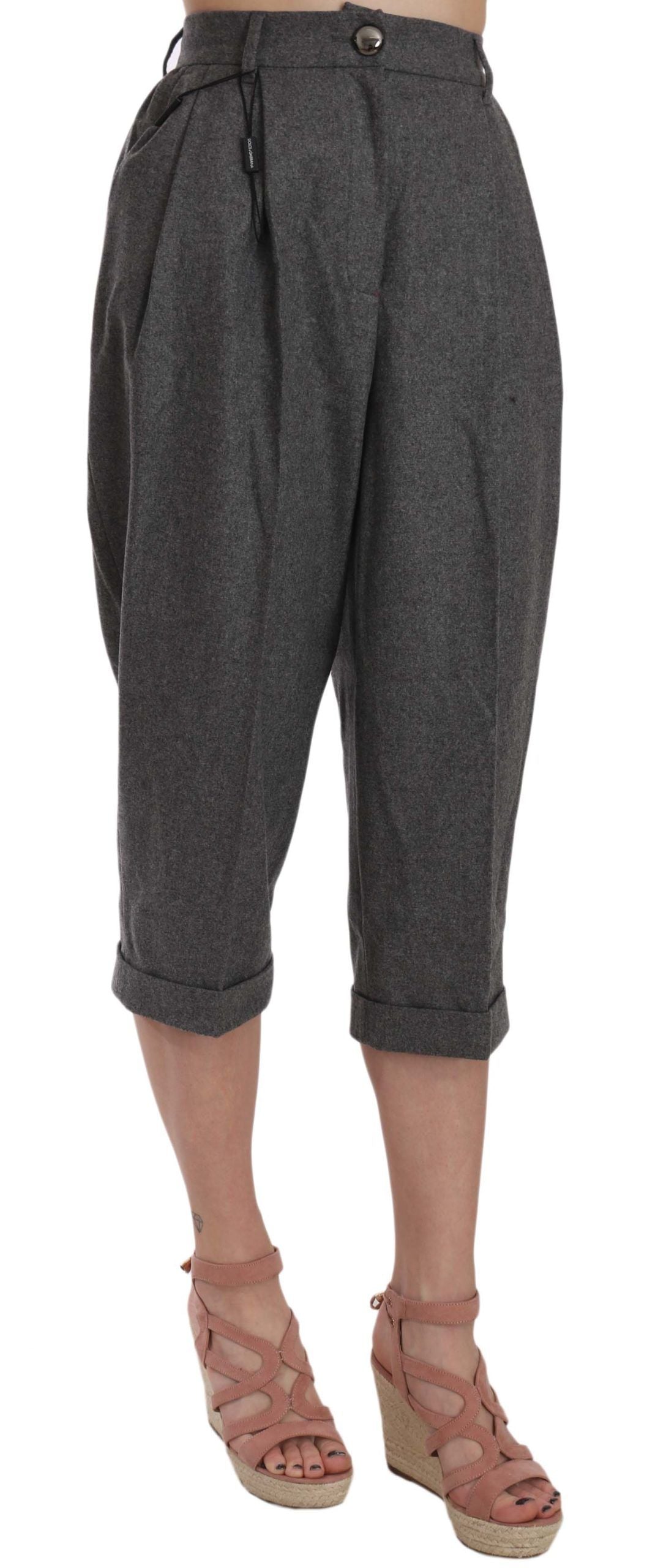 Dolce &amp; Gabbana Elegantes pantalones plisados ​​de lana y cachemira grises