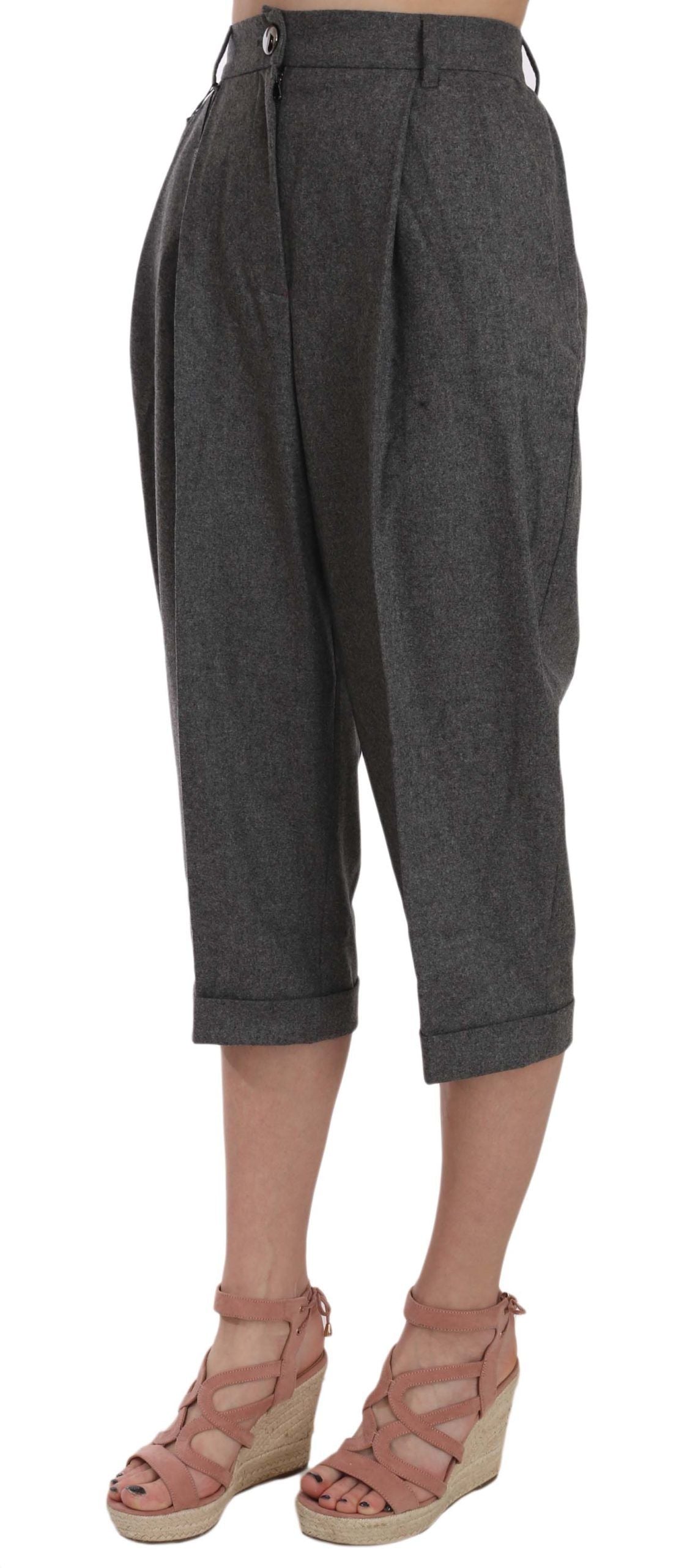 Dolce &amp; Gabbana Elegantes pantalones plisados ​​de lana y cachemira grises
