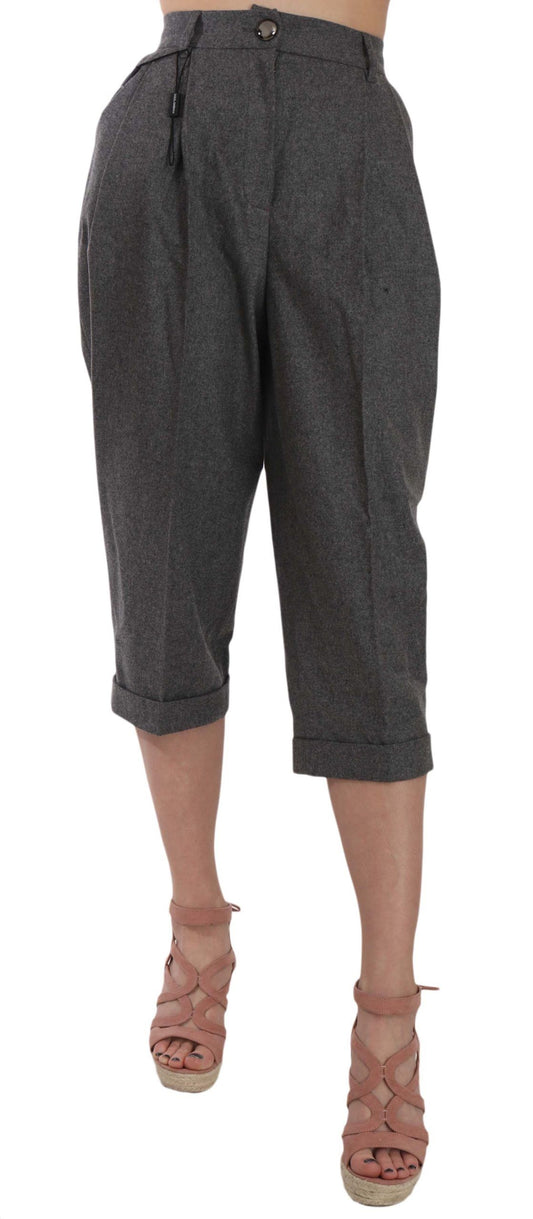 Dolce &amp; Gabbana Elegantes pantalones plisados ​​de lana y cachemira grises