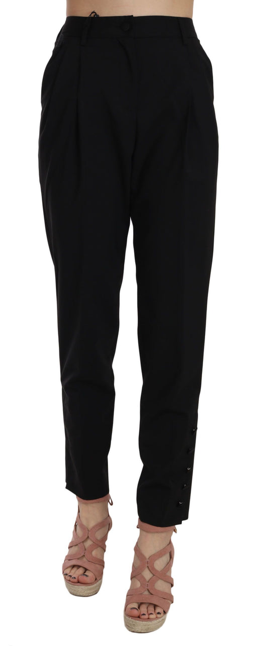Dolce &amp; Gabbana Elegante pantalón cónico plisado negro