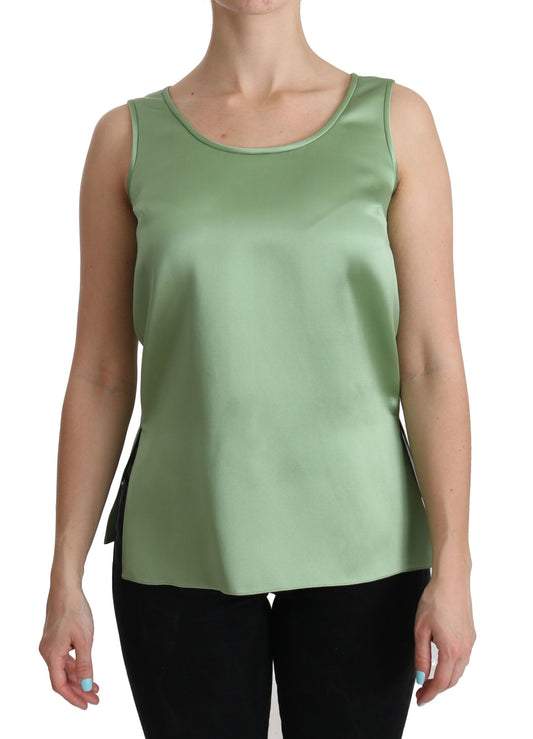 Dolce &amp; Gabbana Elegante top sin mangas de seda en verde menta claro