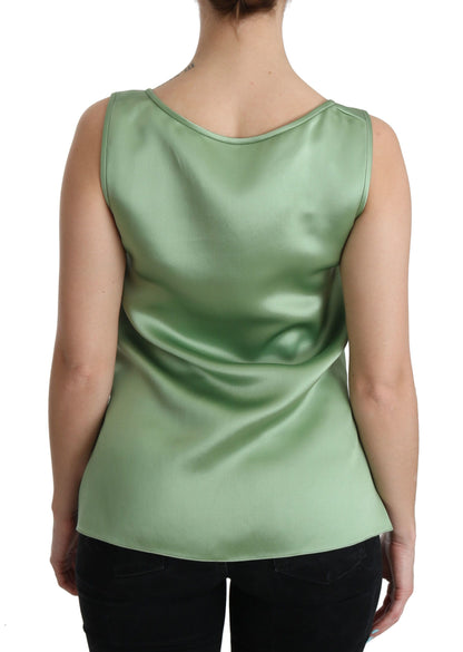 Dolce &amp; Gabbana Elegante top sin mangas de seda en verde menta claro